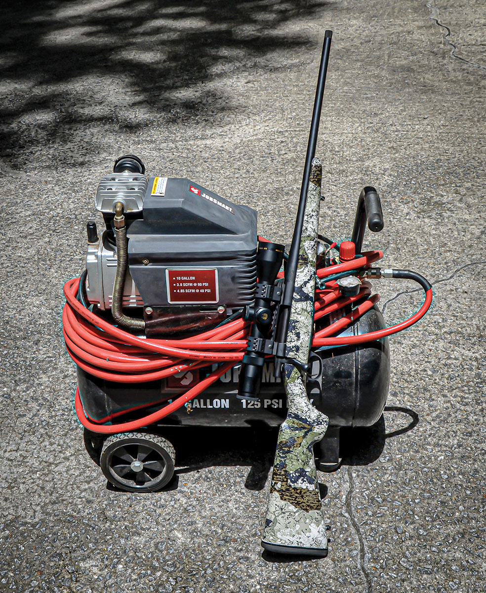 One of Layne’s friends, who is a farmer and has a rifle range behind his barn, uses a small air compressor to cool rifle barrels. While quite noisy, it gets the job done.